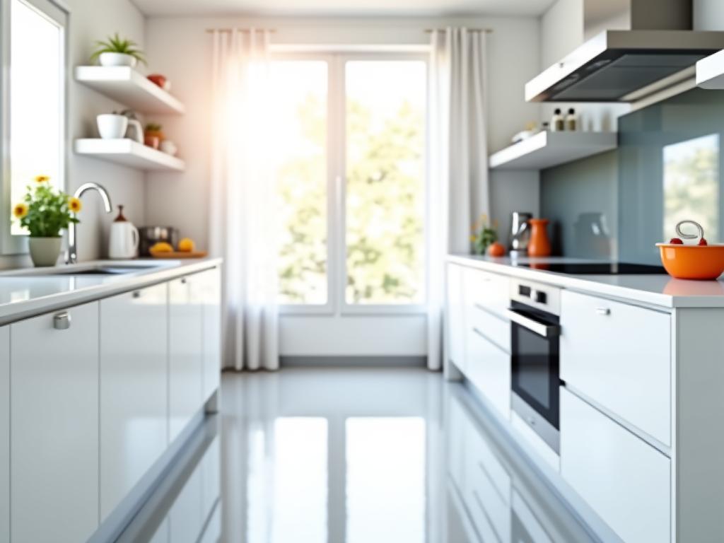 Professionelle Wohnungsreinigung in einer modernen, sauberen Küche